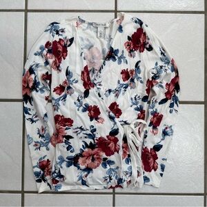 White House Black Market Floral Long Sleeve Top Size Small